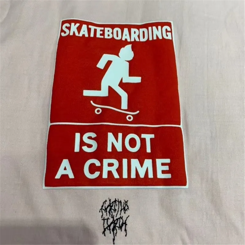

Cactus Jack Travis Scott Skateboarding is not a crime T-Shirt Men Women Tops Tees Cactus Jack Cotton Short Sleeve T-Shirt Men