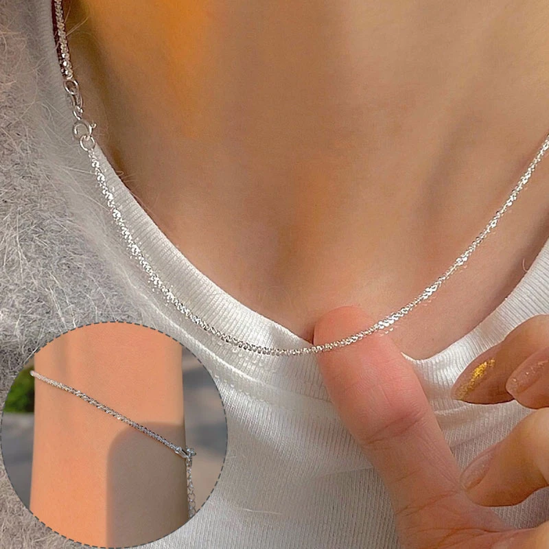 

2021 New Simple Popular Sparkling Clavicle Chain Choker Necklace For Women Fashion Fine Jewelry Wedding Party Birthday Gift