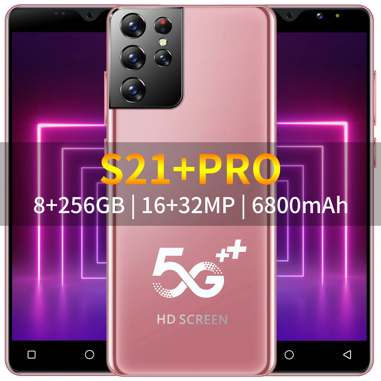

2021 New S21+PRO 6.3inch Global Version Smartphone 6800mAh 16+32MP Face Unlock Mobilephone Dual SIM 8+256GB 5G Network Phone