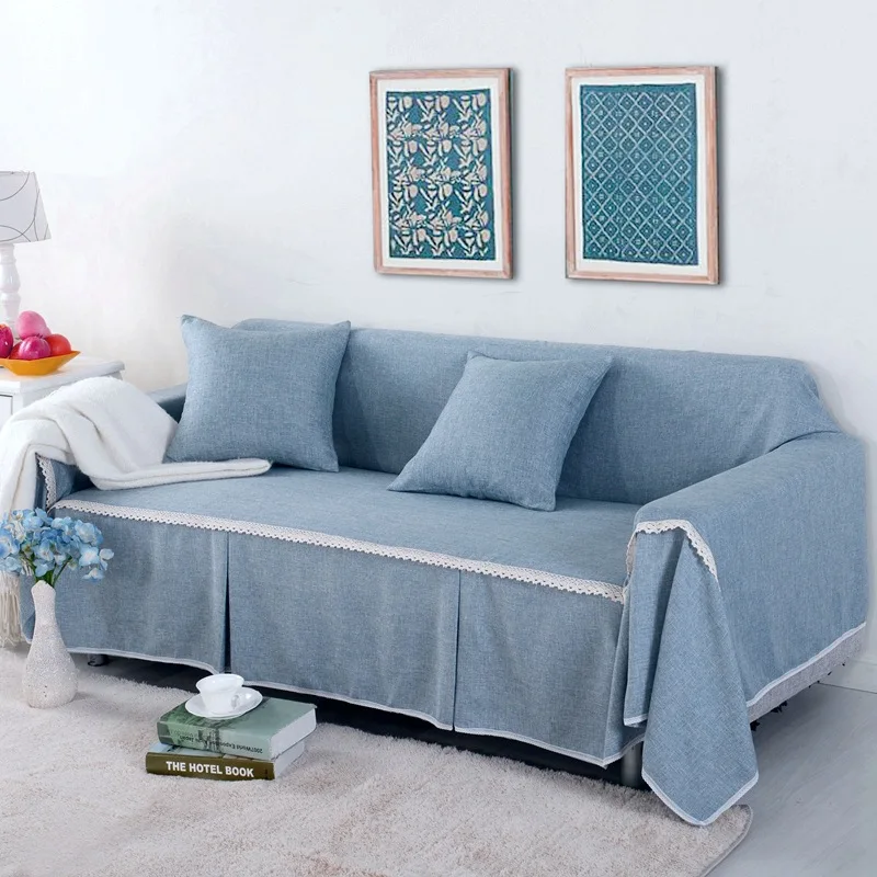 Blue grey 1 штука одноцветный чехол для дивана полотенца, накидка, подстилка для дивана наволочки для дивана одного-местный/двхместный/трёхместный /четырехместный четыре сезона доступны дома и свадебные украшения - Цвет: Blue grey