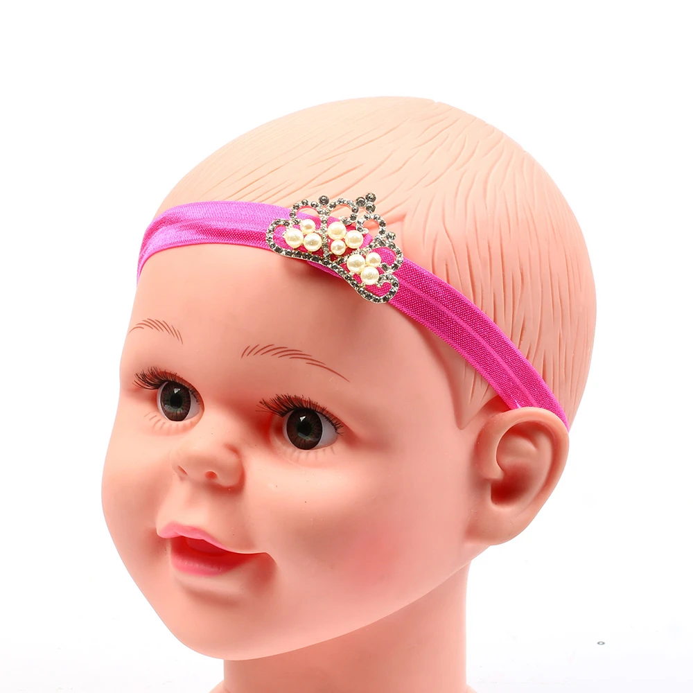Повязка на голову для девочек тиара новорожденных тюрбан с кристаллами и