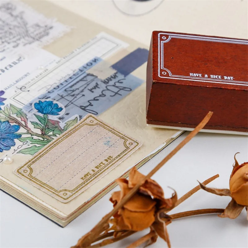 

Vintage Black Frame Border Basis Label Stamp DIY Wooden Rubber Stamps For Scrapbooking Stationery Scrapbooking Standard Stamp
