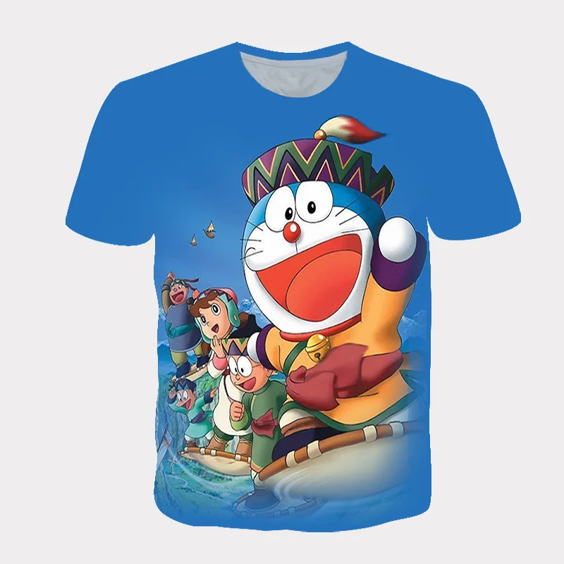 

Classic japanese cartoon 3D printed Dora cat short sleeve and polyester T-shirts for boys and girls cat children's clothings