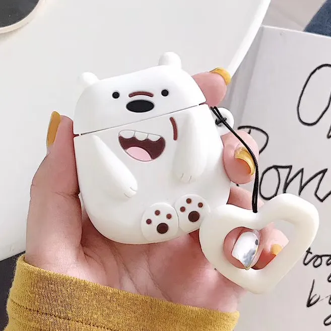 Чехол для наушников AirPods чехол с мультяшным медведем силиконовый Apple Air pods 2 милый