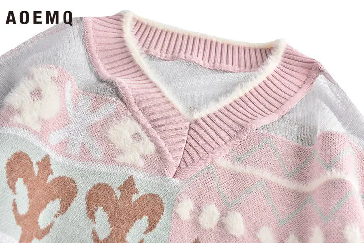 AOEMQ модные свитера розового цвета с игральными картами и необычным рисунком