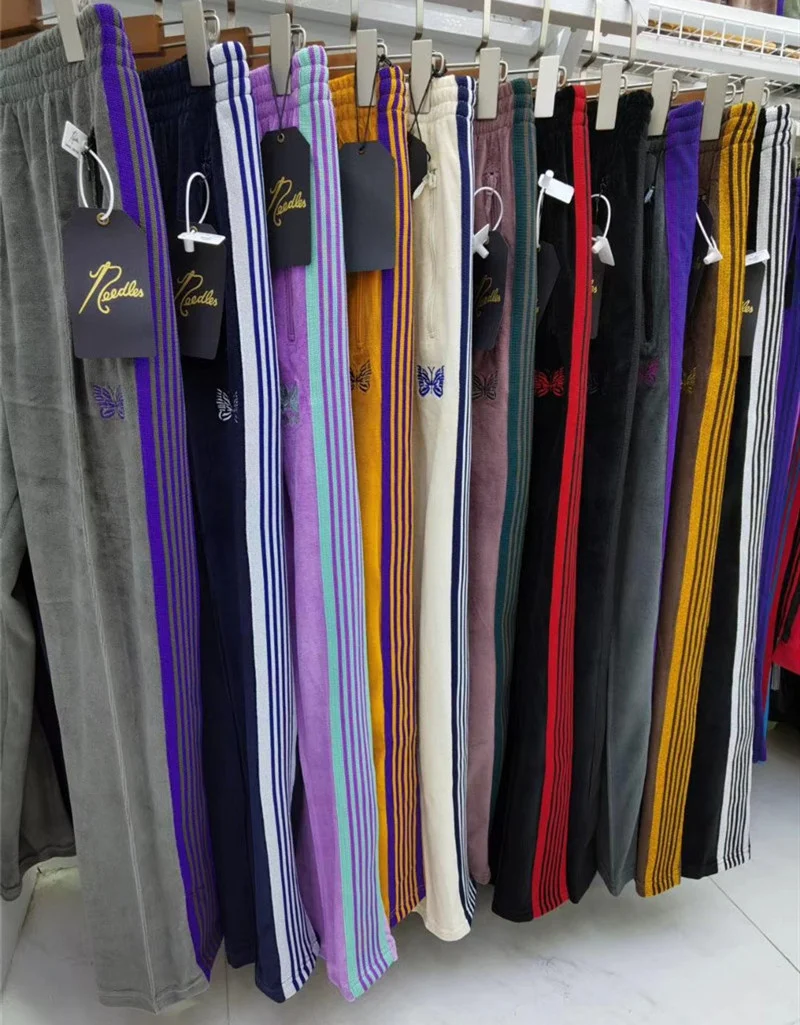 

AWGE Needles Pants Rocky Pants Hip Hop 1:1 High Quality Butterfly embroidery Track Sweatpants Japan Needles Trousers