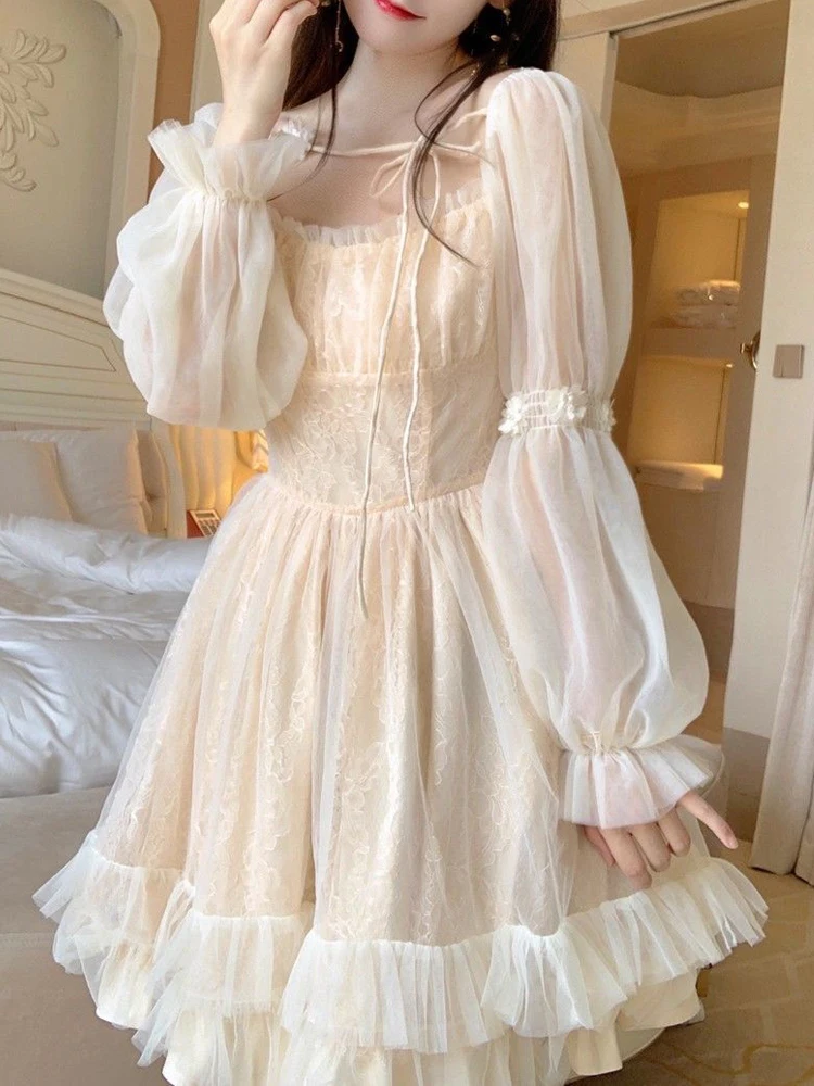 Lolita Kawaii Dress Women Casual Long ...