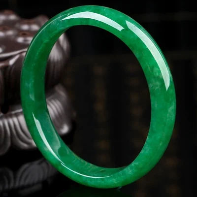 

Natural Burmese emerald green 54-64mm bracelet, elegant princess jewelry, best gift for mother and girlfriend