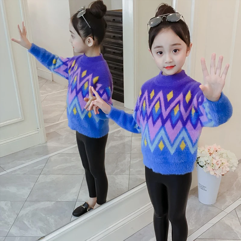 

Свитер для девочек, Детское пальто, верхняя одежда, Новое поступление 2021, утепленная вязаная куртка с глубоким круглым декольте на зиму и ос...