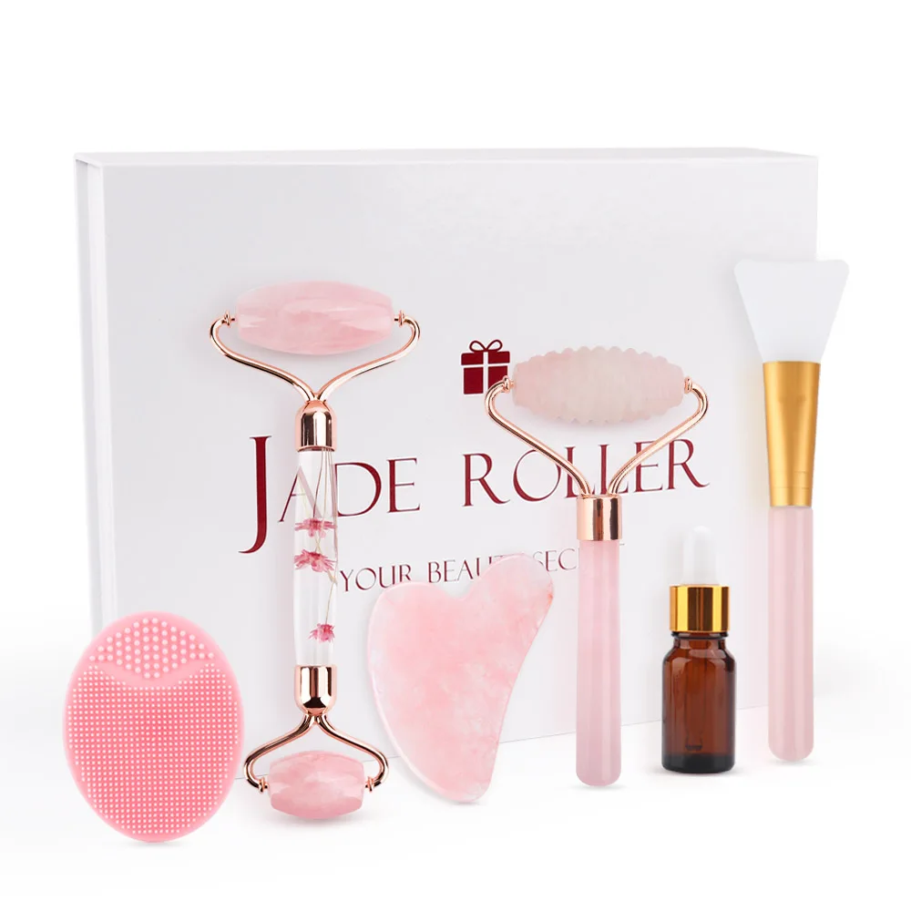 

Jade Roller Facial Massage Set Jade Double-Headed Facial Slimming Lift And Wrinkle Beauty Tools For Christmas Gift First Choice