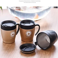 stainless steel coffee mug insulated thermos double wall water cup with lid drink cups with spoon home drinking utensils