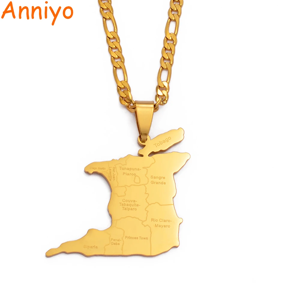 Anniyo(3,5 см большой), ожерелье с кулоном в виде карты города, для женщин и мужчин, золотого цвета, трендовые этнические ювелирные изделия, подарки#119421