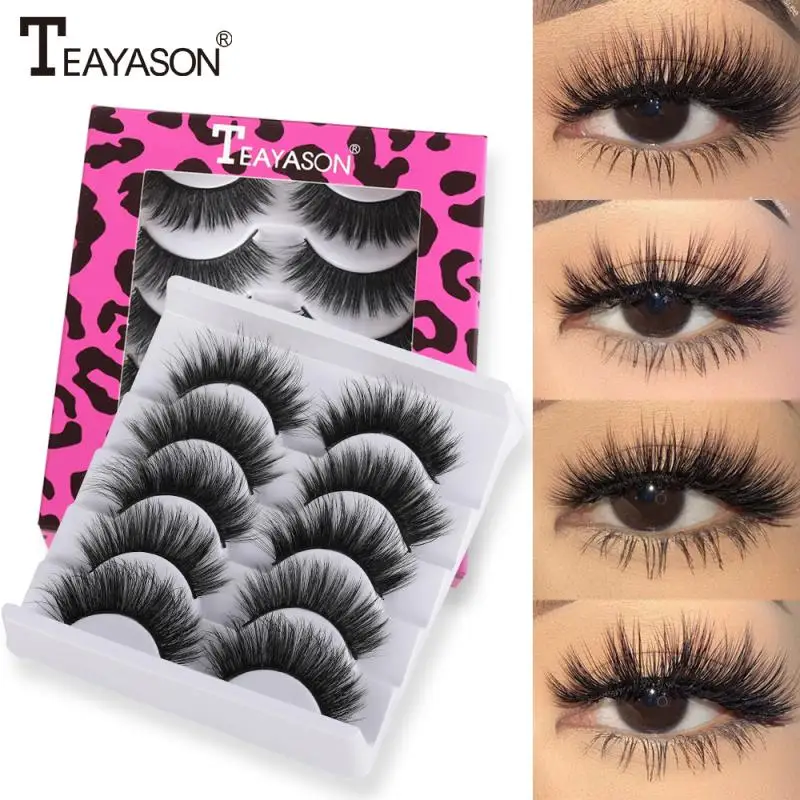 

5 Pairs Handmade Eyelashes 3D Soft Mink Hair False Lashes Natural Long Wispy Makeup Fake Eye Lashes Extension Tools Supplies