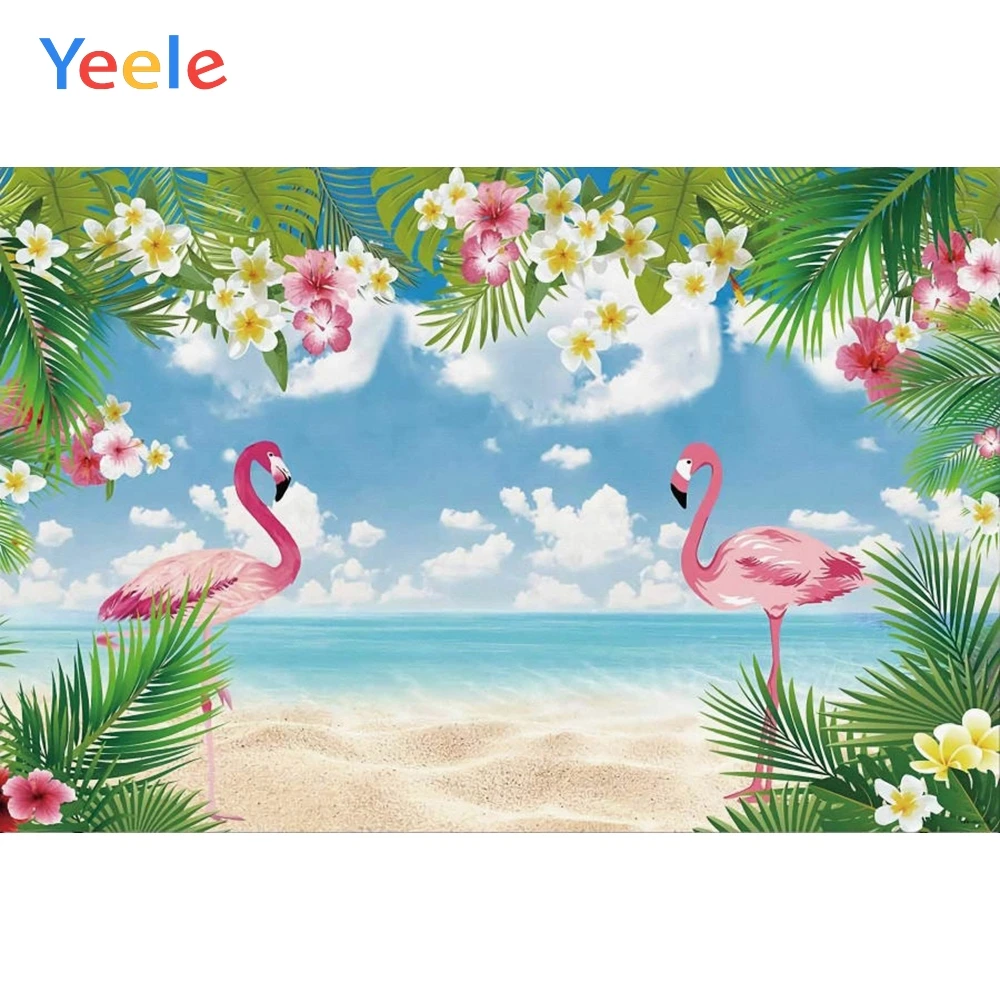 

Flamingo Backdrop Seaside Wedding Newborn Baby Shower Kids Birthday Party Portrait Photography Background For Photo Studio