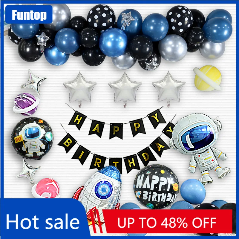 

New Outer Space Astronaut Party Rocket Ship Galaxy/Solar System Theme Party Boy Kids Birthday Party Supplies Decoration Favors