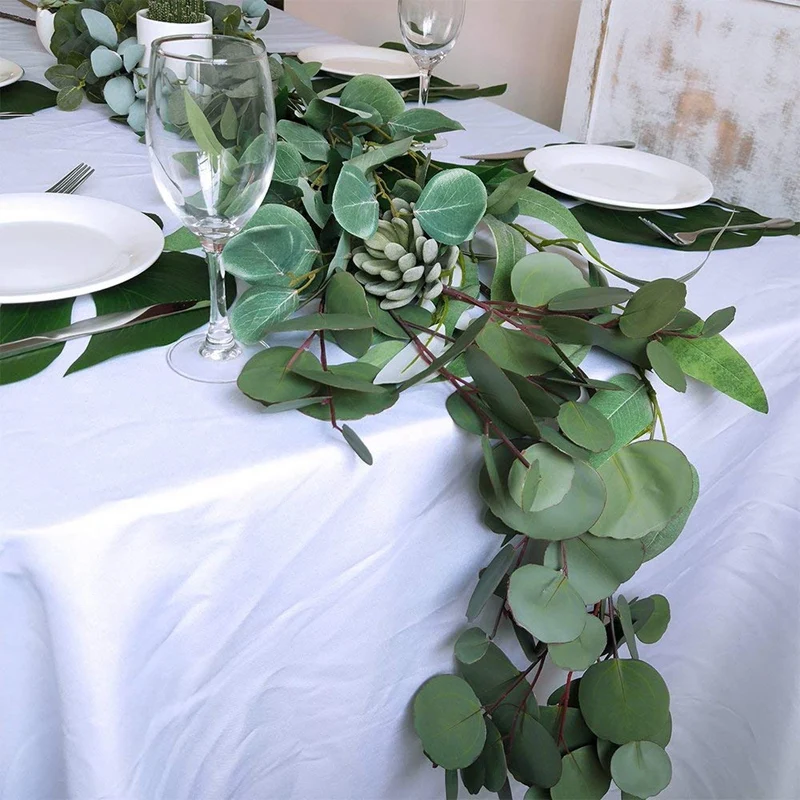 

1.6M Eucalyptus Garland, Artificial Vines Faux Eucalyptus Leaves Table Garland Artificial Eucalyptus Garland Greenery Wedding Ba