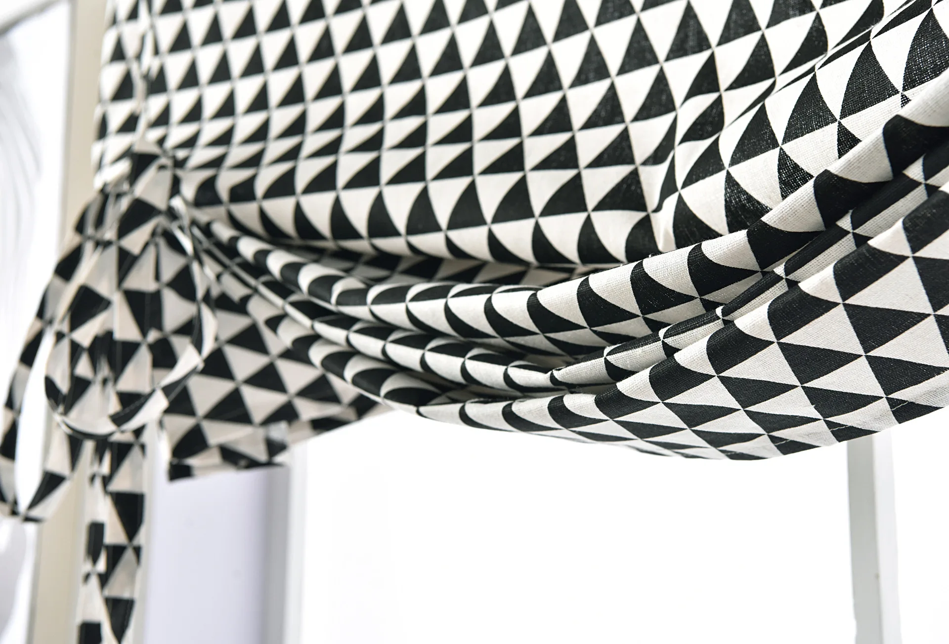 

Cotton-linen White Black Curtains Printing Geometric Finished Blackout Tape Semi Cloth Balloon Roman Curtain Bedroom Living Room