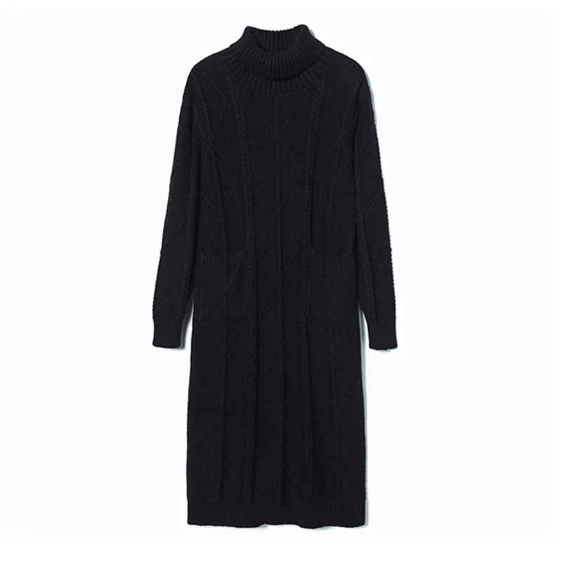 

Women Sweater Dress Long Knit Tops 2021 New Autumn Winter Bottoming Shirt Casual Pullover elastic Sweater Dress Female OK009