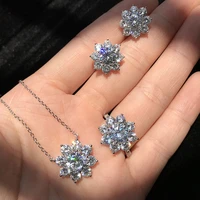 3pcs pack 2021 new luxury snowflakes 925 sterling silver jewlery set for women anniversary gift jewelry bulk sell j6142