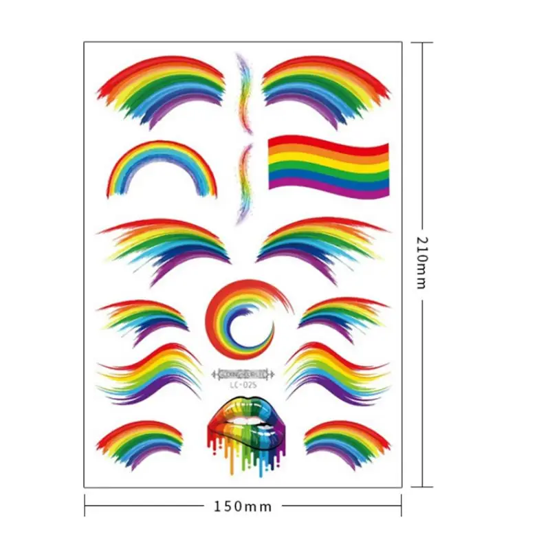 Одноразовые радужные наклейки для татуировок на тело гей парады торжеств