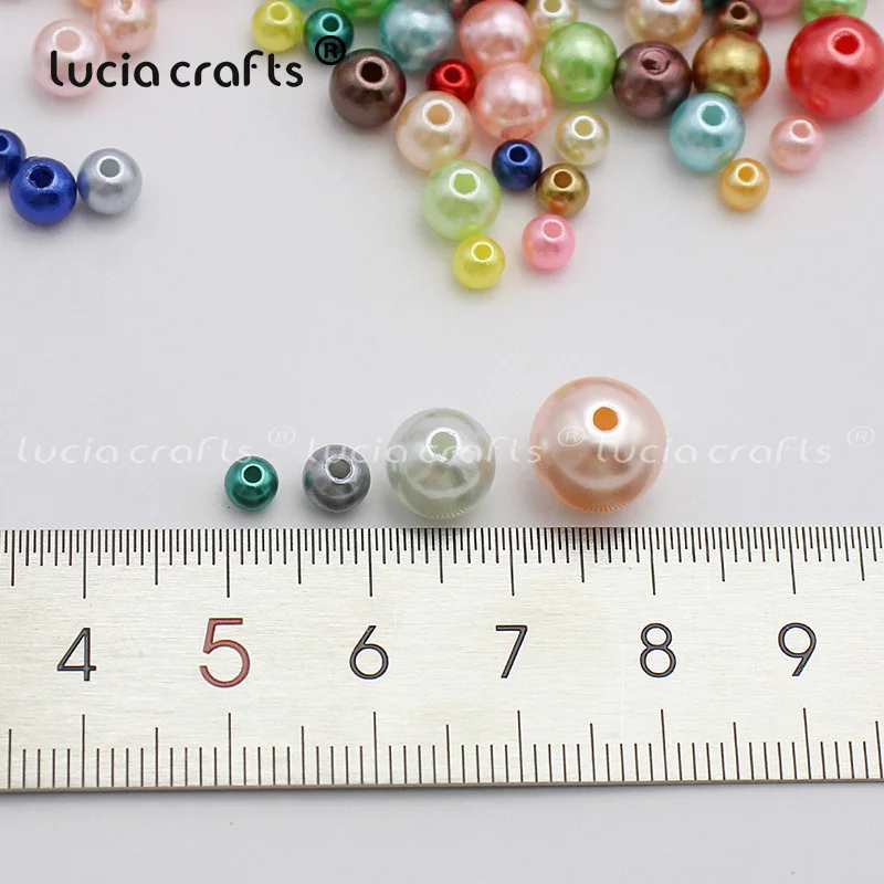 Lucia crafts 4/5/6/8/10 мм, АБС-пластиковый круглый искусственный жемчуг Свободные бусы с отверстием, DIY аксессуары 50 г/лот, около 500 шт. E0809