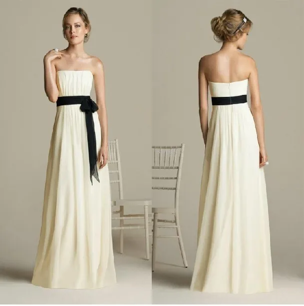 

cheap free shipping robe de soiree 2014 new fashion vestido de festa longo black belt weddings Formal gown Bridesmaid Dresses
