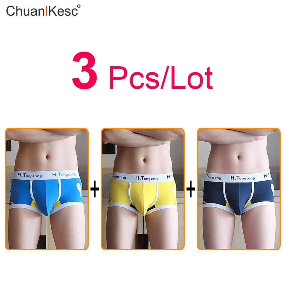 

3Pcs Men's Boxer Pants Personalized Printed Cotton Sports Underpants Japanese And Korean Version Cute Cat Fashion Youth Pants