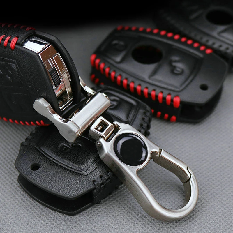 Genuine Leather Car Key Case Cover For Mercedes Benz W203 W204 W205 W210 W212 W124 W176 CLA AMG GLA Metal Ring Accessories | Автомобили и