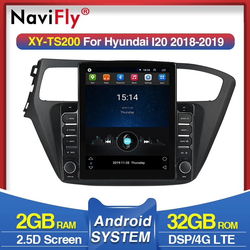 Автомобильная Мультимедийная система Navifly автомагнитола в стиле Tesla для Hyundai i20 9 7