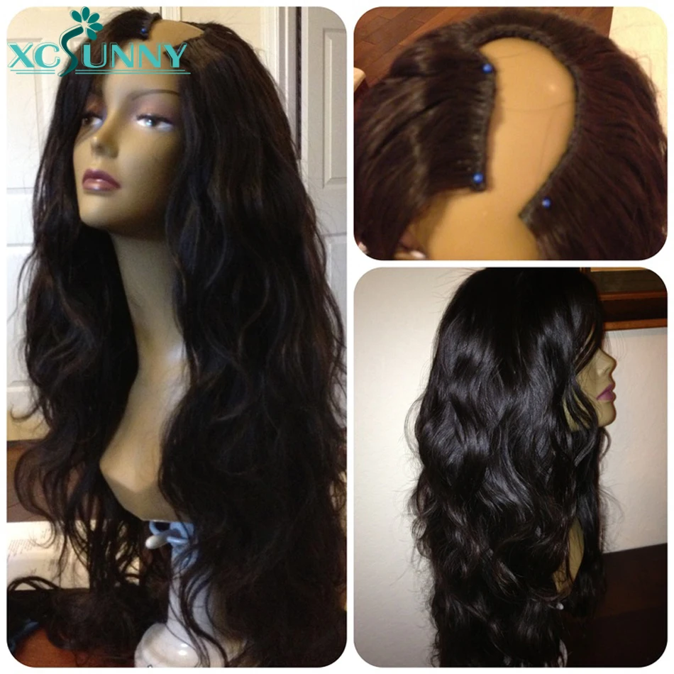 

Body Wave U Part Wig Human Hair Wigs Peruvian Remy Hair 2x4inch UPart Natural Color #1/#2/#4 For Women Xcsunny