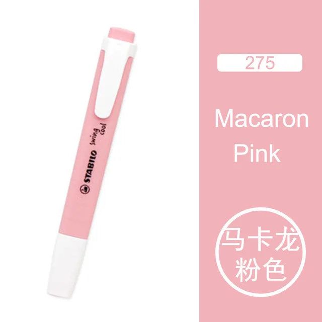 Macaron Pink Stabilo кристаллический стержень PP материал хайлайтер 1 шт. SwingCool 275 не токсичный маркер ручка для офиса/студента с маркером - Цвет: Macaron Pink