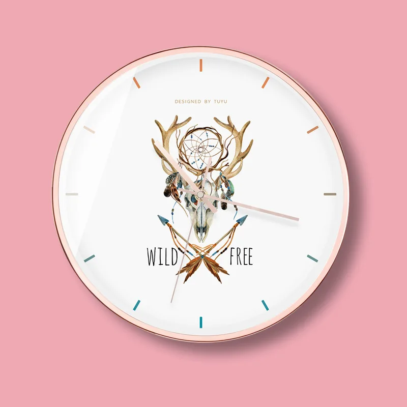 

Nordic creative design elk living room office home wall clock with super exquisite colors and personalized art clock