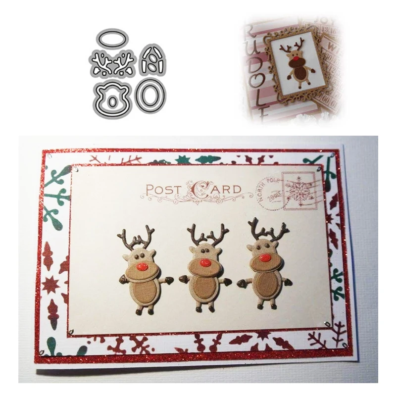 

Mini Christmas Deer Cutting Dies Stamps Dies Scrapbooking Mold Cut DIY Handmade Tools Craft Decoration Metal Die Cuts New 2021