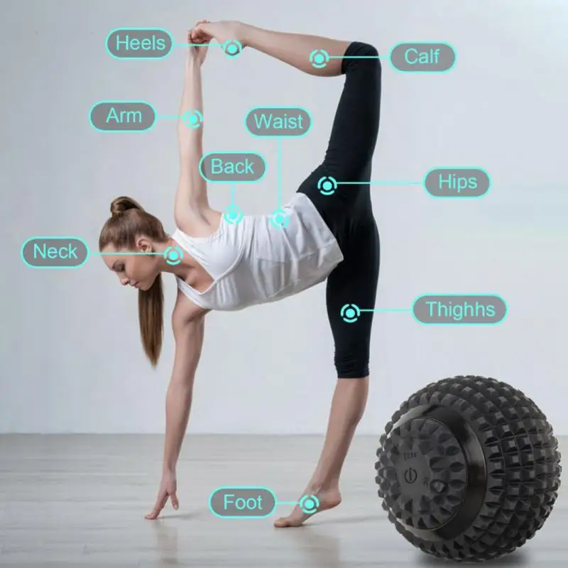 

Вибрационный фитнес-мяч глубоких мышц, регулируемый Массажный мяч для ног, фитнес-оборудование, силиконовый Электрический мяч для йоги