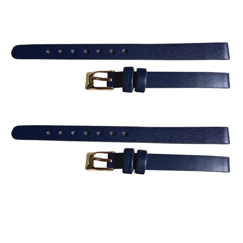 8 мм ремешок для часов темно-синий женский кожаный с пряжкой из розового золота