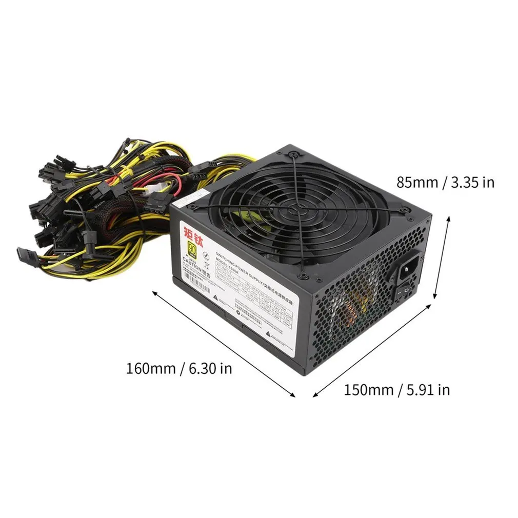1600 Вт источник питания для 6GPU Eth Rig Ethereum Coin Mining Miner выделенный 90 Gold высокая