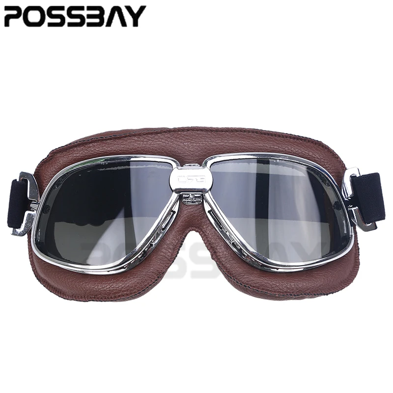 Кожаные мотоциклетные очки винтажные пилота шлем велосипедные солнцезащитные