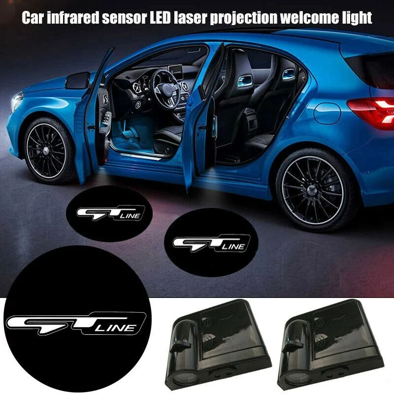 

2Pcs GT LINE Logo Wired LED Laser Welcome Projection Light for Kia Optima Rio Stinger