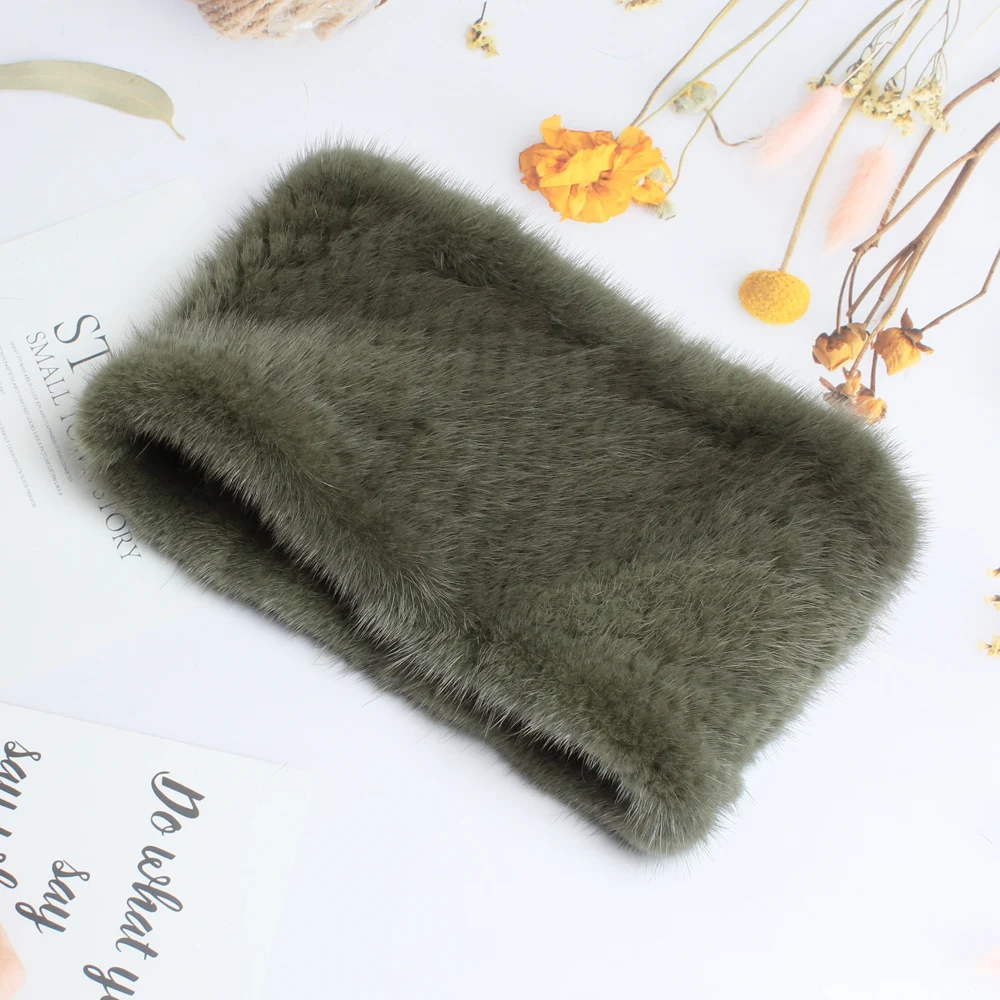 Вязаный обогреватель 100% натуральные настоящие шарфы из норки для дам, подлинные кольца банданы модной девушки, хорошие эластичные повязки на голову.