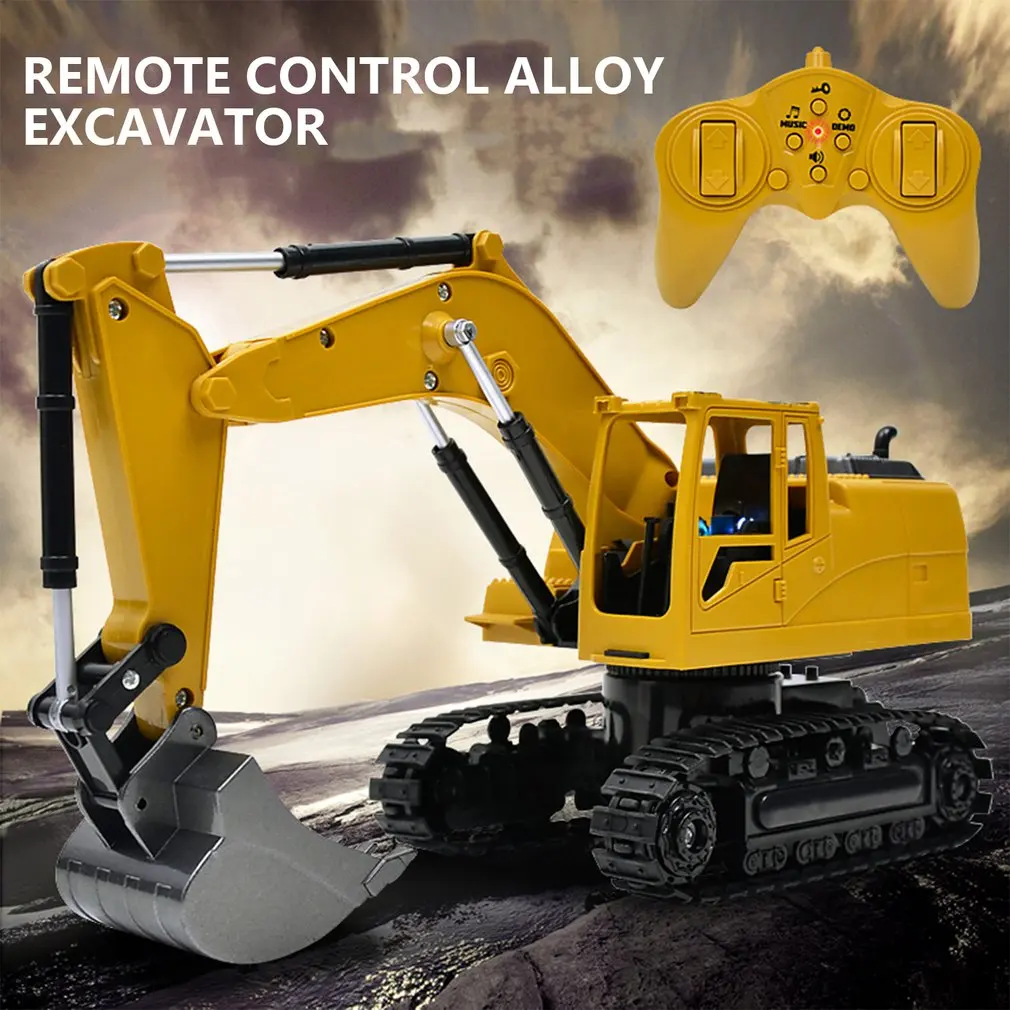 

8CH Simulation toy RC excavator toys with Musical and light Children's Boys RC truck Beach toys RC Engineering car tractor