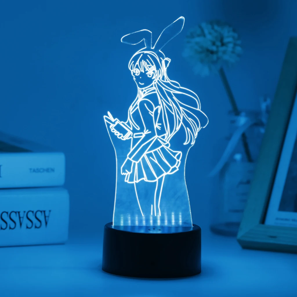 

Anime Zero Two Led Lamp Bunny Girl Night Light Kids Banana Fish For Room Festival Illusion Decor Birthday Gift My Hero Academia