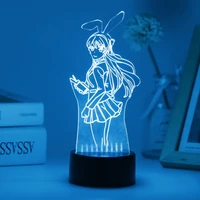 anime zero two led lamp bunny girl night light kids banana fish for room festival illusion decor birthday gift my hero academia