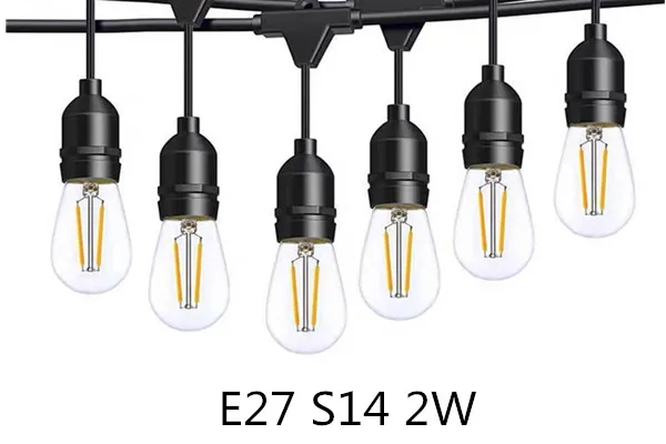 6PCS E27 2W 4W S14 LED Retro Edison Bulbs 220V 2700K Shatterproof Warm White Filament Candle Lamp For Outdoor String Lights