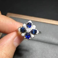 925 silver natural sapphire flower wedding rings for couples fine luxury jewelry
