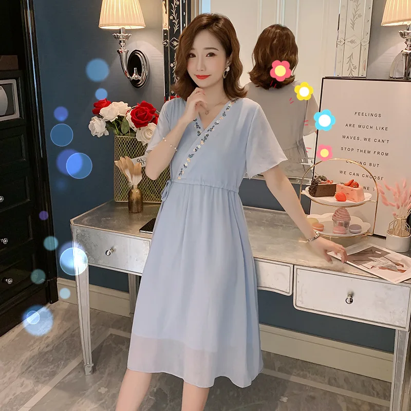 Повседневное платье для беременных этнические платья с вышивкой кормящих женщин