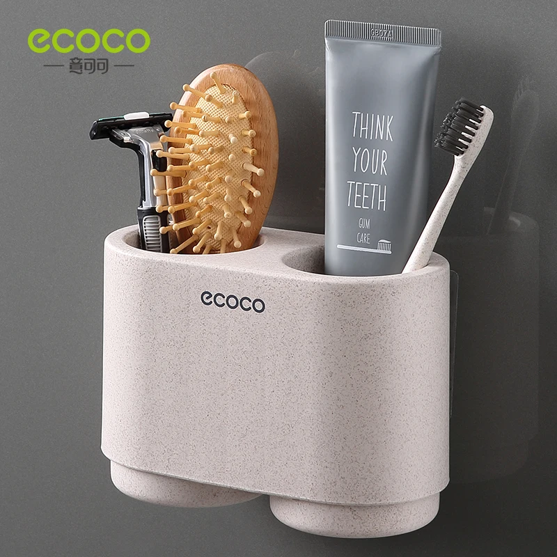 ecoco automatic toothpaste dispenser dust proof toothbrush holder wall mount stand bathroom accessories set toothpaste 2 cup set free global shipping