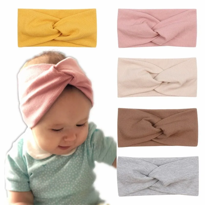 

Newborn Headband Baby Girls Knot Elastic Hairband Solid Color Baby Hair Accessories Toddlers turban повязка на голову детям 2021