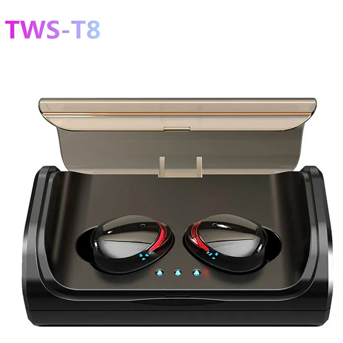TWS T8 Bluetooth 5,0, беспроводные наушники IPX6, водонепроницаемая Спортивная гарнитура, наушники-вкладыши с глубоким басом, стерео наушники, сенсорное управление с микрофоном