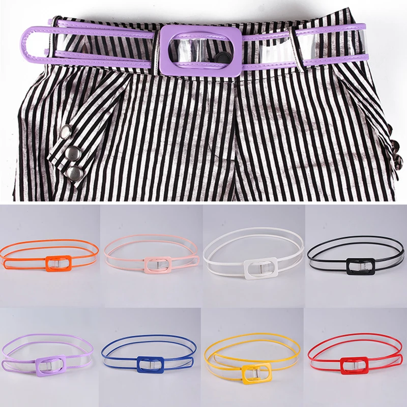 

Long Waist Belts Beautiful Transparent Belt Colorful Fashion Long Caramel Belt Women's Female Rectangular Buckle Belt
