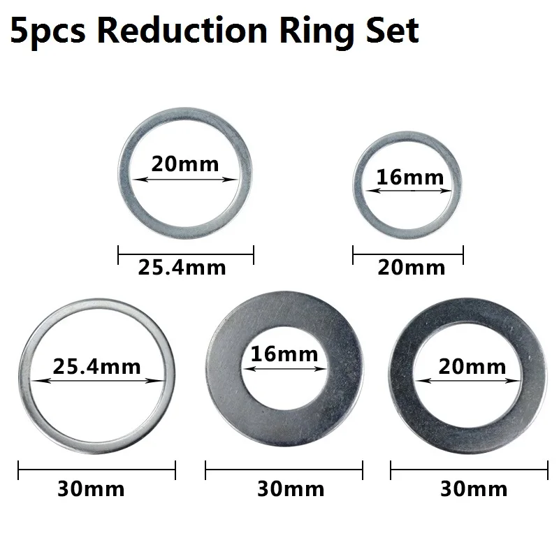 5pcs Set XCAN 2 шт. 16 мм-30 мм циркулярное пильное лезвие редукционное кольцо TCT Карбид режущий диск конверсионное кольцо Деревообрабатывающие инструменты - Цвет: 5pcs Set